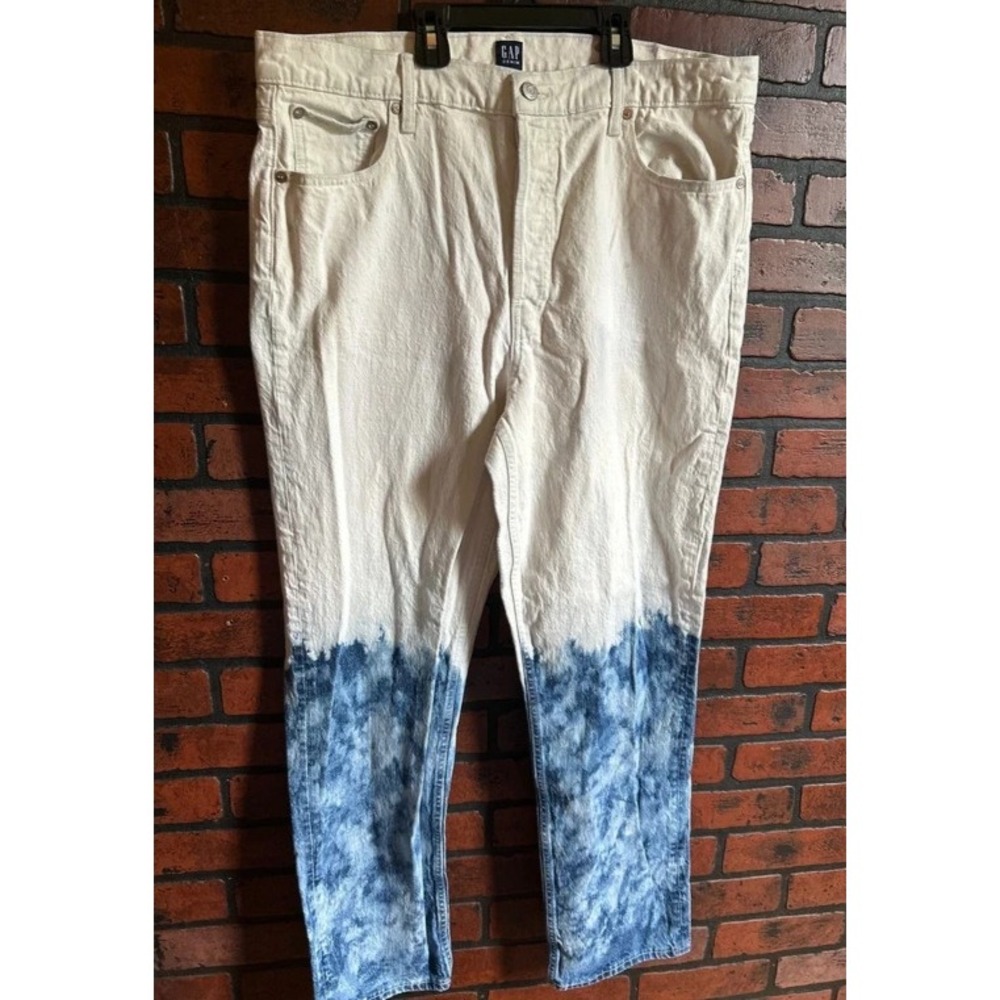 Gap Jeans Women 16 29L Cheeky Straight Button Fly Y2K White Dip Dye Bleach Wash